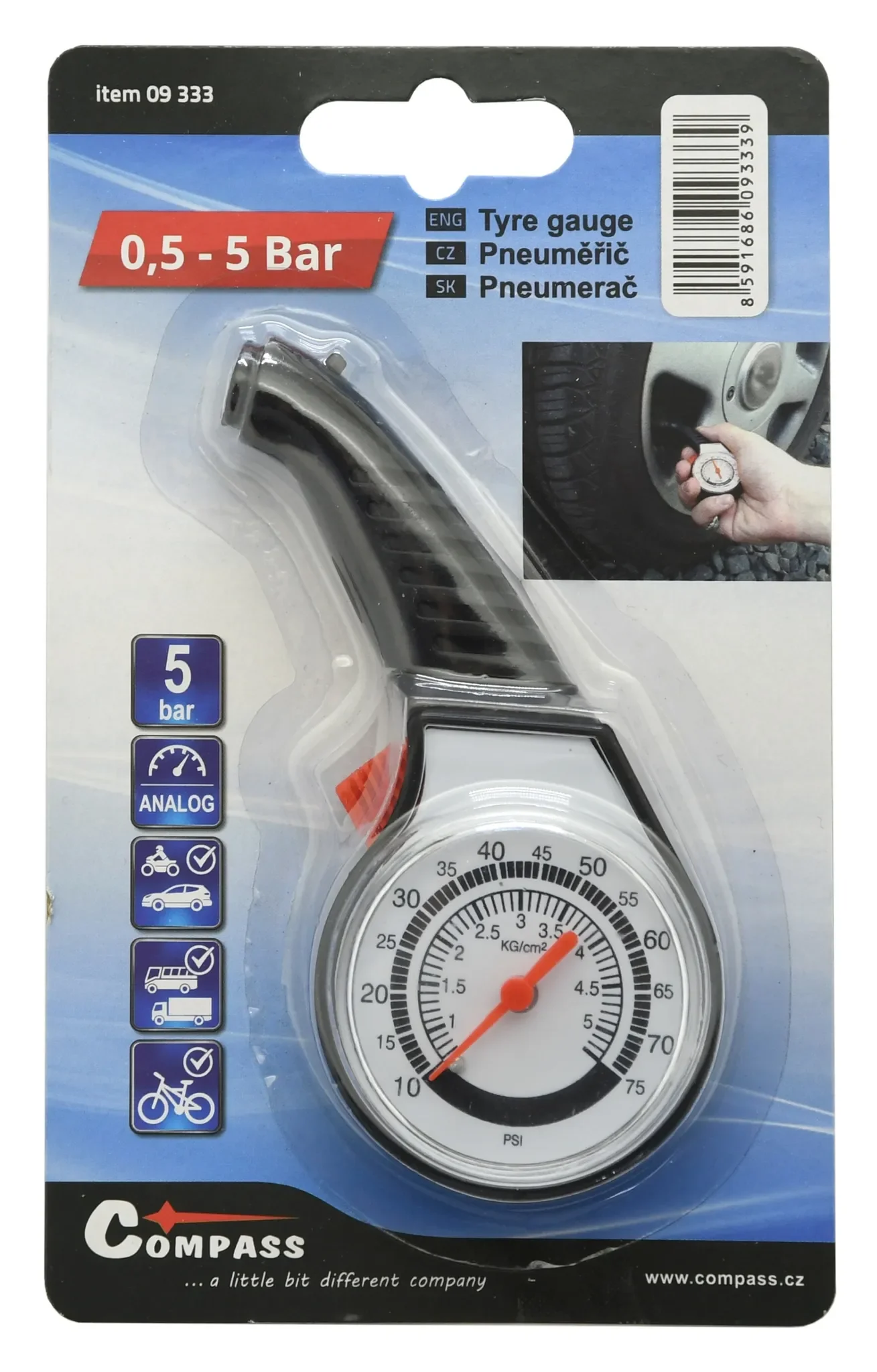 Kompass Pneumatisches Manometer 5 Bar